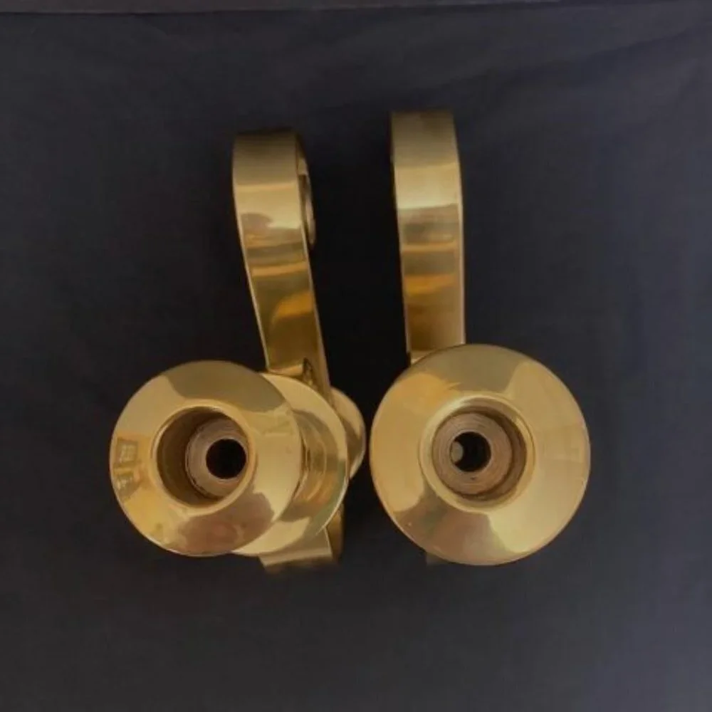 Vintage Pair Brass Scroll Candlestick Candle Holders‎ Taper Dinner